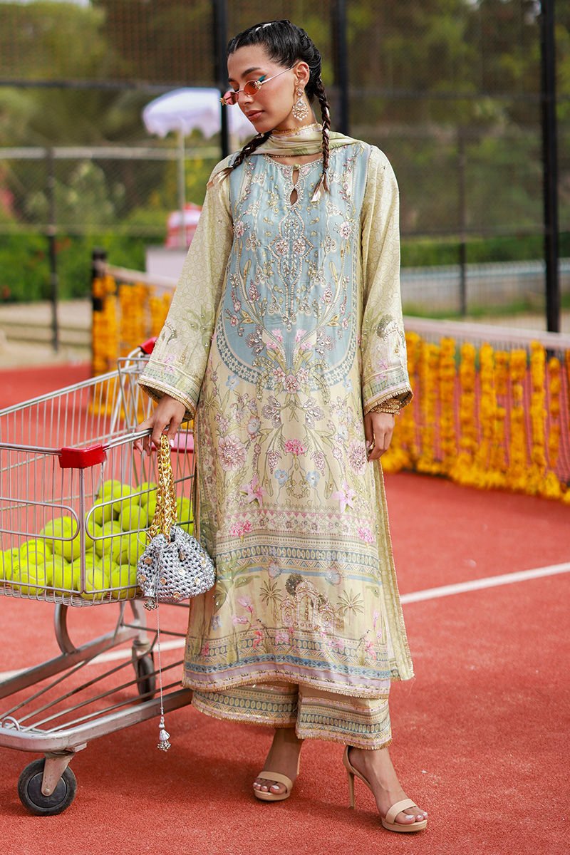 • Clothing: Embroidered/Printed suit for women - Made of best quality fabric - lawn or linen or chiffon - pure silk - Available at Najma Designs & Co. • Jewelry: Gold - plated stud earrings for