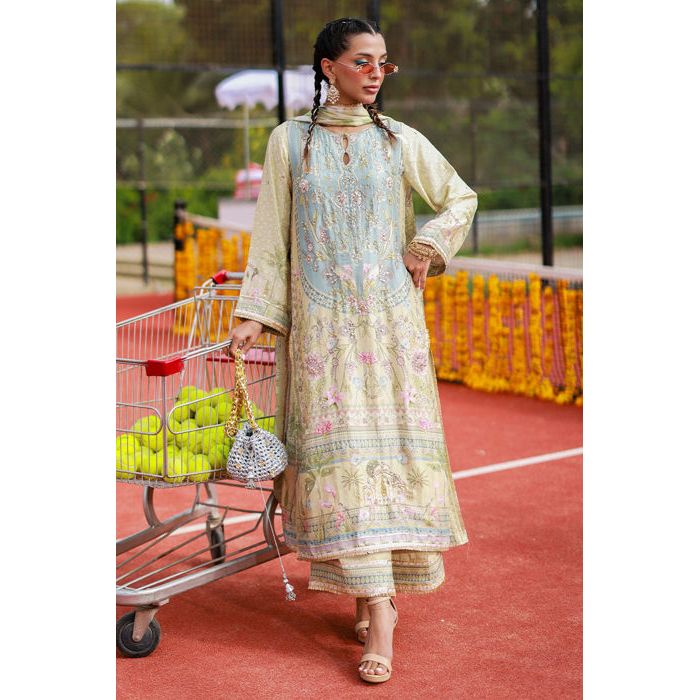 • Clothing: Embroidered/Printed suit for women - Made of best quality fabric - lawn or linen or chiffon - pure silk - Available at Najma Designs & Co. • Jewelry: Gold - plated stud earrings for