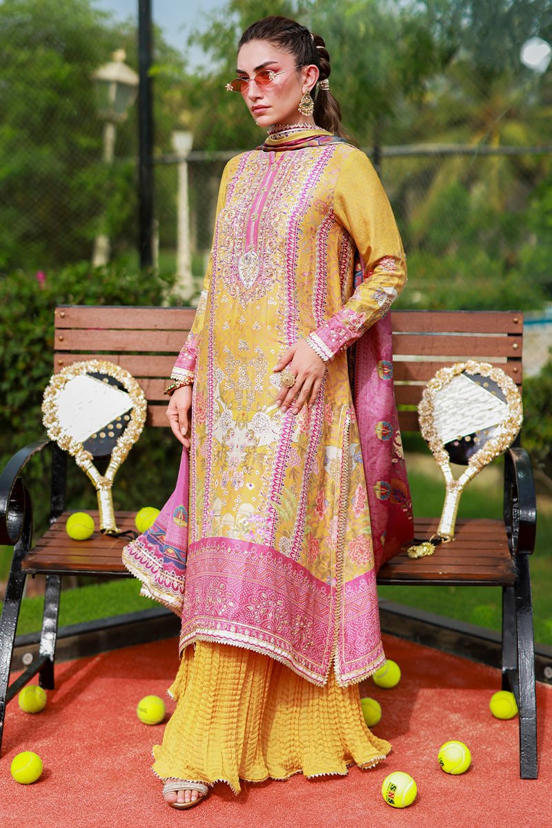 • Clothing: Embroidered/Printed suit for women - Made of best quality fabric - lawn or linen or chiffon - pure silk - Available at Najma Designs & Co. • Jewelry: Gold - plated stud earrings for