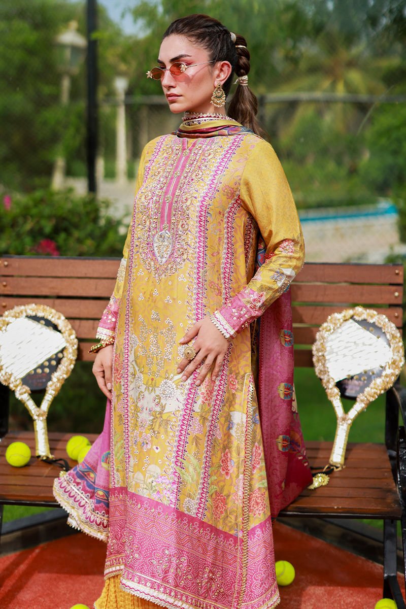 • Clothing: Embroidered/Printed suit for women - Made of best quality fabric - lawn or linen or chiffon - pure silk - Available at Najma Designs & Co. • Jewelry: Gold - plated stud earrings for