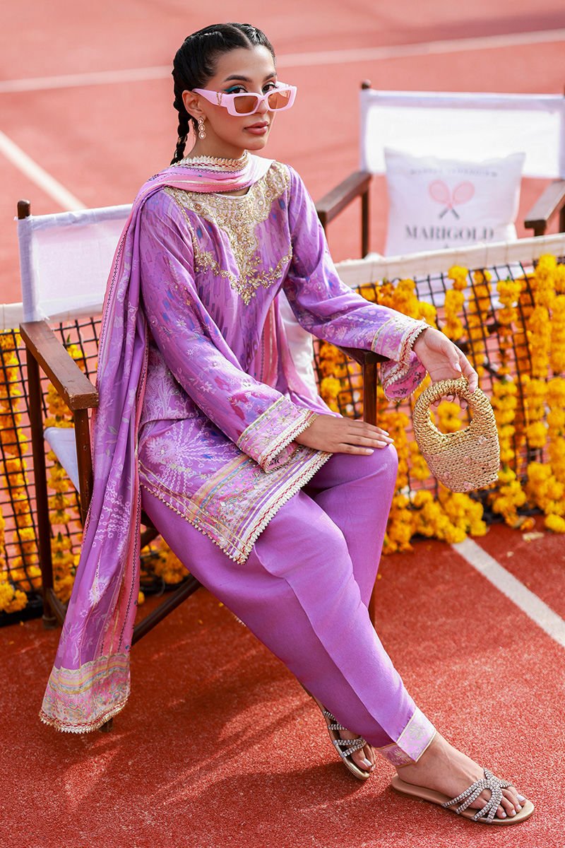 • Clothing: Embroidered/Printed suit for women - Made of best quality fabric - lawn or linen or chiffon - pure silk - Available at Najma Designs & Co. • Jewelry: Gold - plated stud earrings for