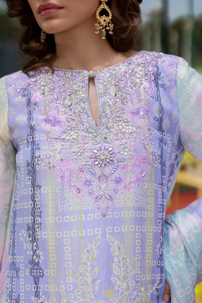 • Clothing: Embroidered/Printed suit for women - Made of best quality fabric - lawn or linen or chiffon - pure silk - Available at Najma Designs & Co. • Jewelry: Gold - plated stud earrings for