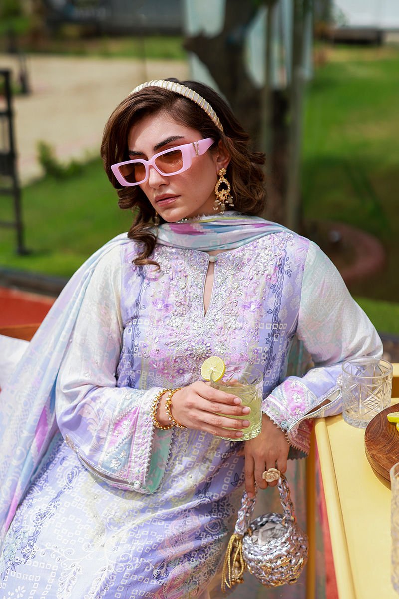 • Clothing: Embroidered/Printed suit for women - Made of best quality fabric - lawn or linen or chiffon - pure silk - Available at Najma Designs & Co. • Jewelry: Gold - plated stud earrings for
