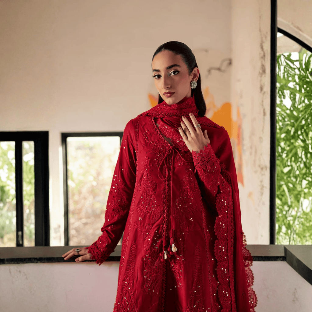 • Clothing: Embroidered/Printed suit for women - Made of best quality fabric - lawn or linen or chiffon - pure silk - Available at Najma Designs & Co. • Jewelry: Gold - plated stud earrings for