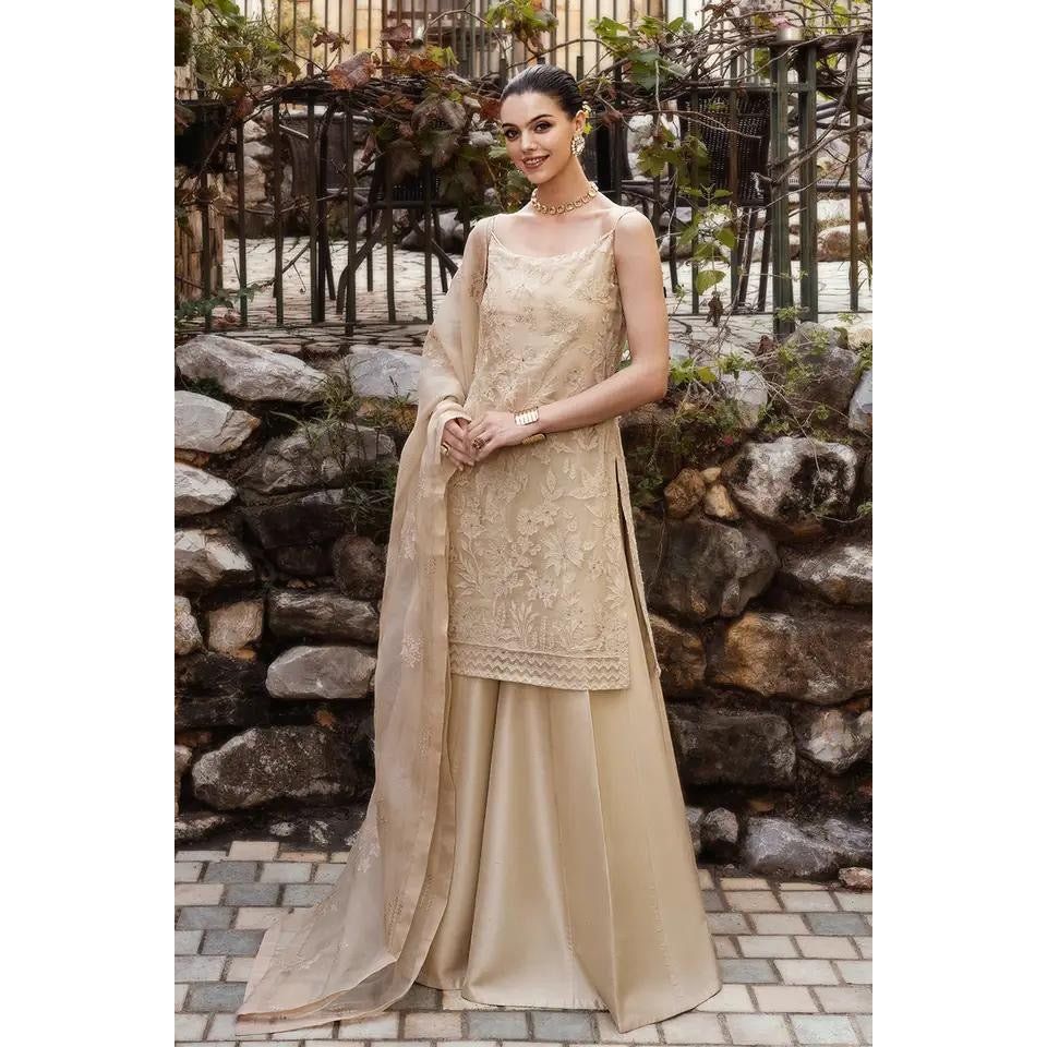 • Clothing: Embroidered/Printed suit for women - Made of best quality fabric - lawn or linen or chiffon - pure silk - Available at Najma Designs & Co. • Jewelry: Gold - plated stud earrings for