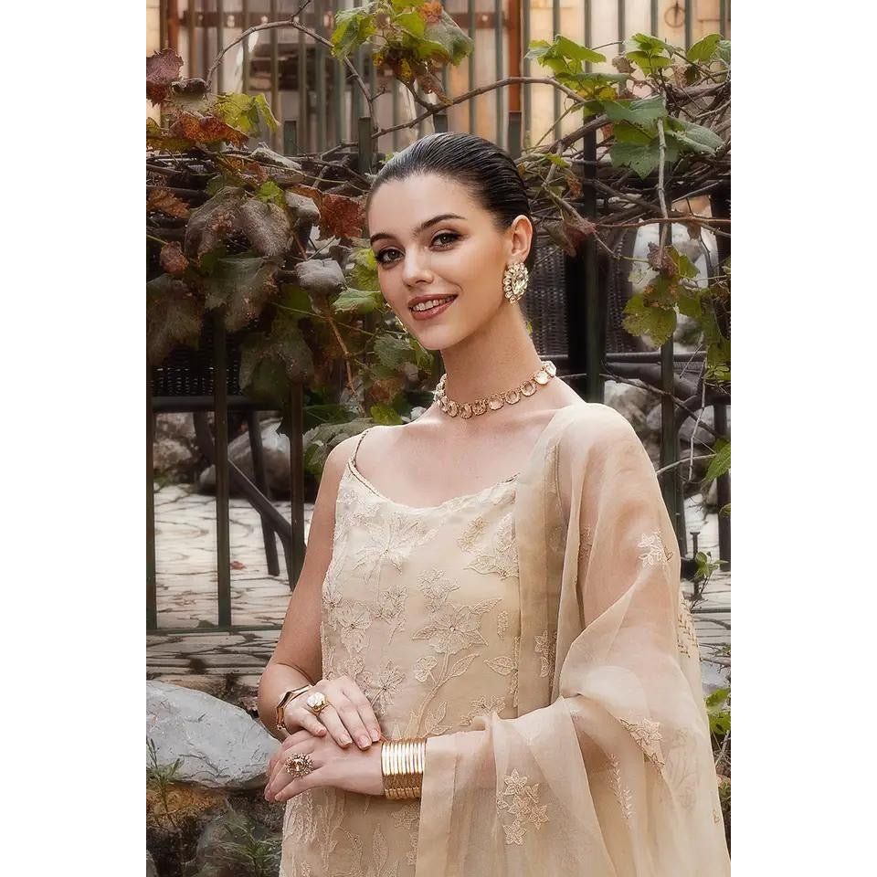 • Clothing: Embroidered/Printed suit for women - Made of best quality fabric - lawn or linen or chiffon - pure silk - Available at Najma Designs & Co. • Jewelry: Gold - plated stud earrings for