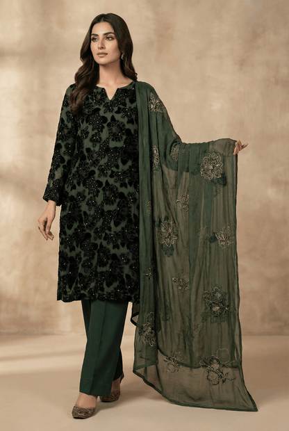 • Clothing: Embroidered/Printed suit for women - Made of best quality fabric - lawn or linen or chiffon - pure silk - Available at Najma Designs & Co. • Jewelry: Gold - plated stud earrings for