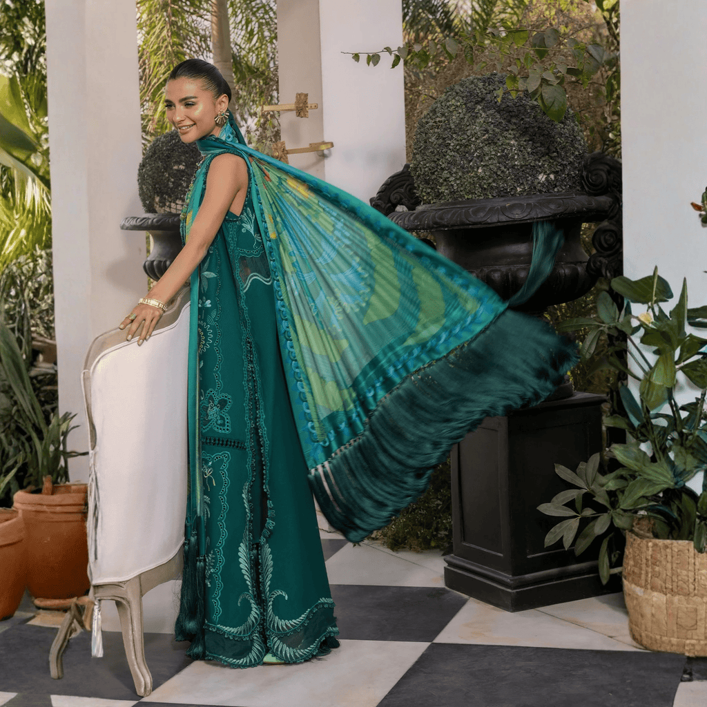• Clothing: Embroidered/Printed suit for women - Made of best quality fabric - lawn or linen or chiffon - pure silk - Available at Najma Designs & Co. • Jewelry: Gold - plated stud earrings for
