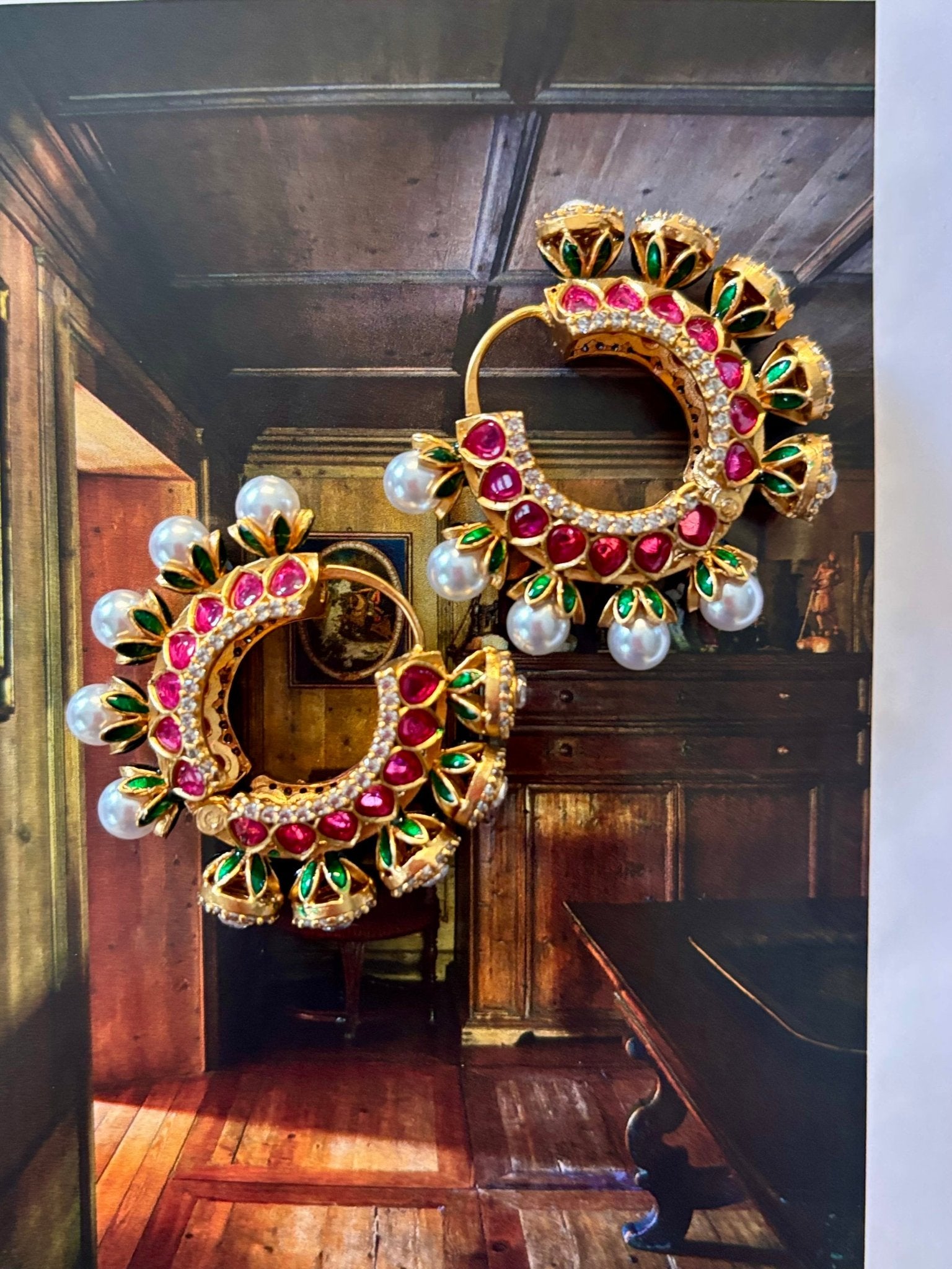 • Clothing: Embroidered/Printed suit for women - Made of best quality fabric - lawn or linen or chiffon - pure silk - Available at Najma Designs & Co. • Jewelry: Gold - plated stud earrings for