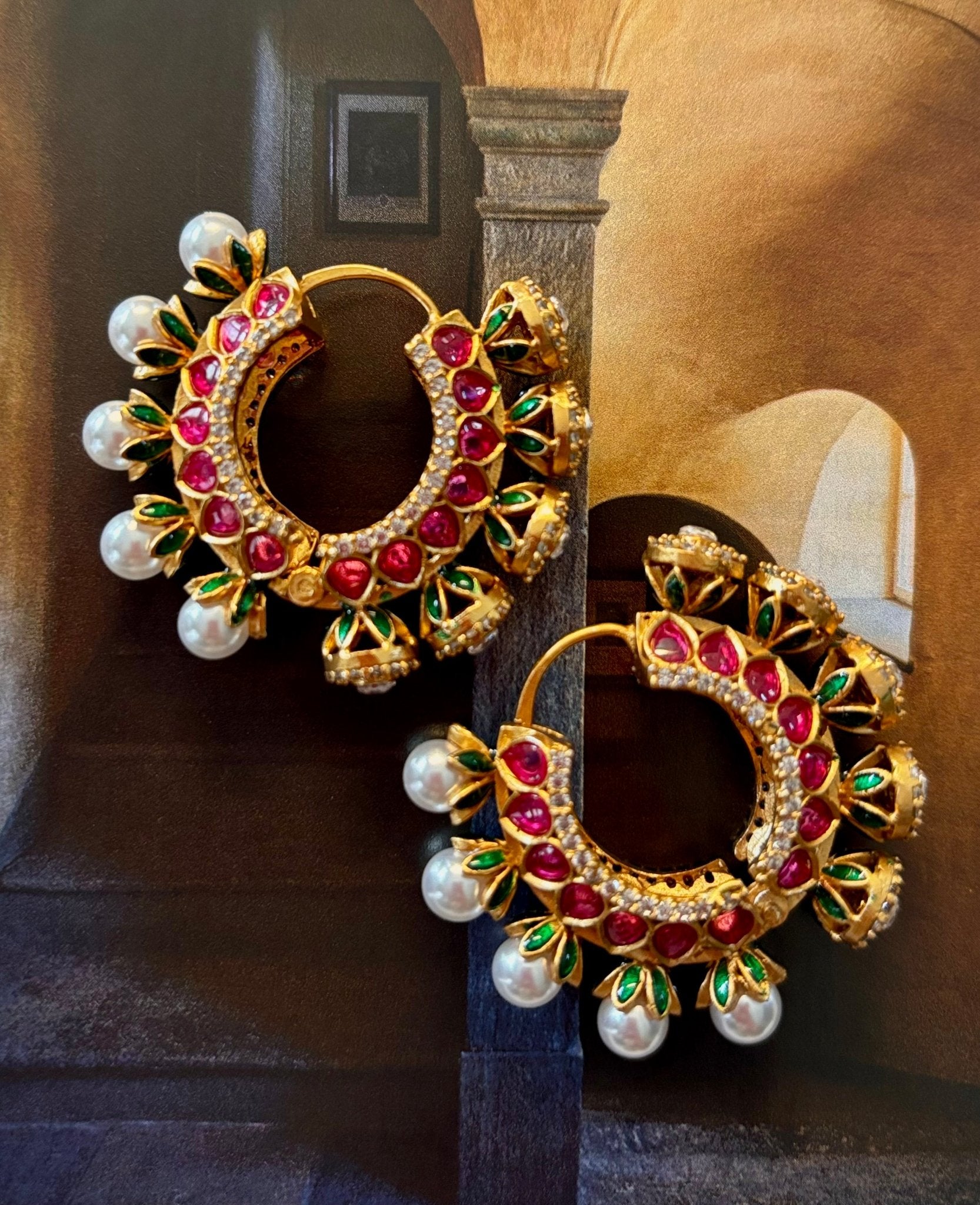 • Clothing: Embroidered/Printed suit for women - Made of best quality fabric - lawn or linen or chiffon - pure silk - Available at Najma Designs & Co. • Jewelry: Gold - plated stud earrings for