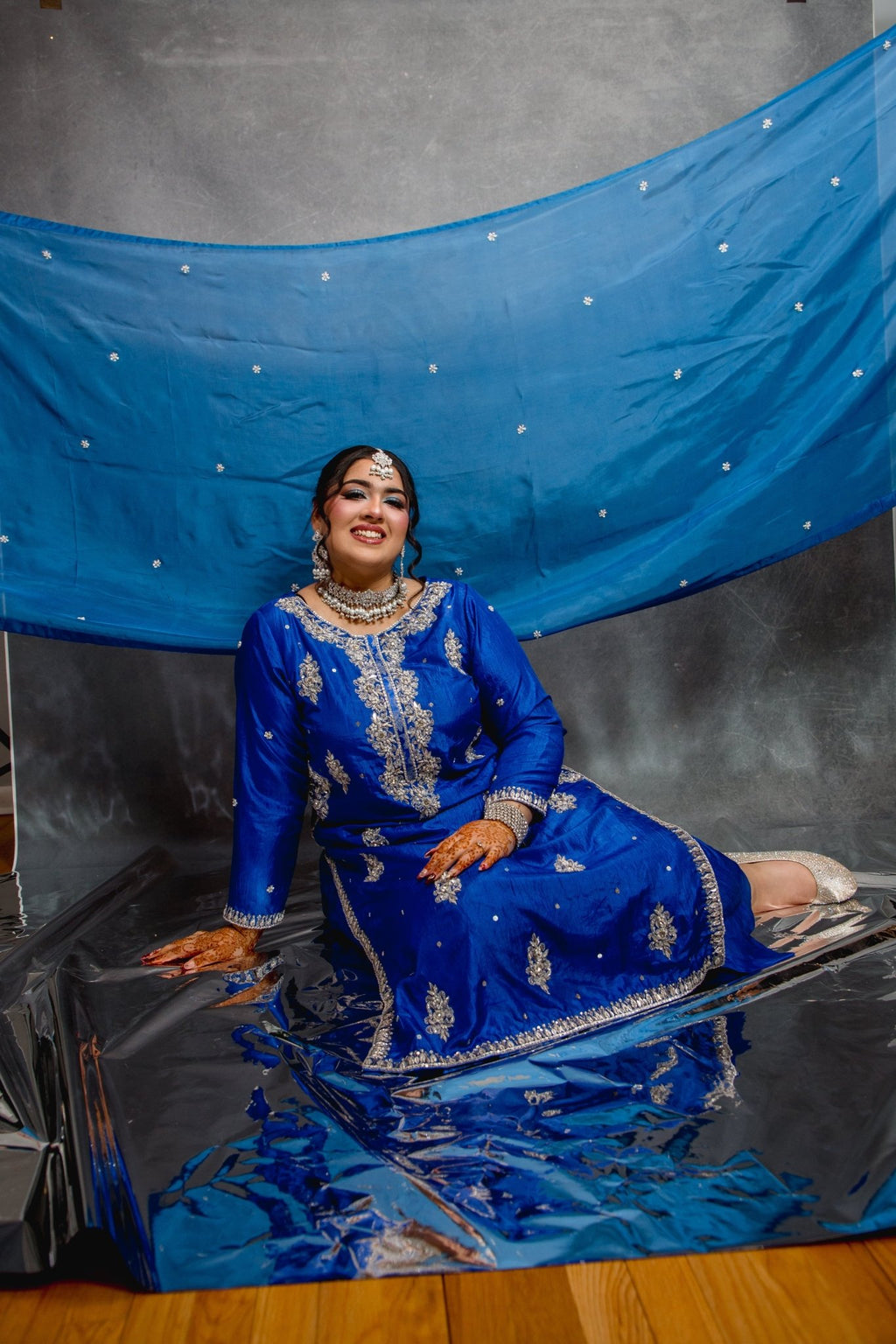 • Clothing: Embroidered/Printed suit for women - Made of best quality fabric - lawn or linen or chiffon - pure silk - Available at Najma Designs & Co. • Jewelry: Gold - plated stud earrings for