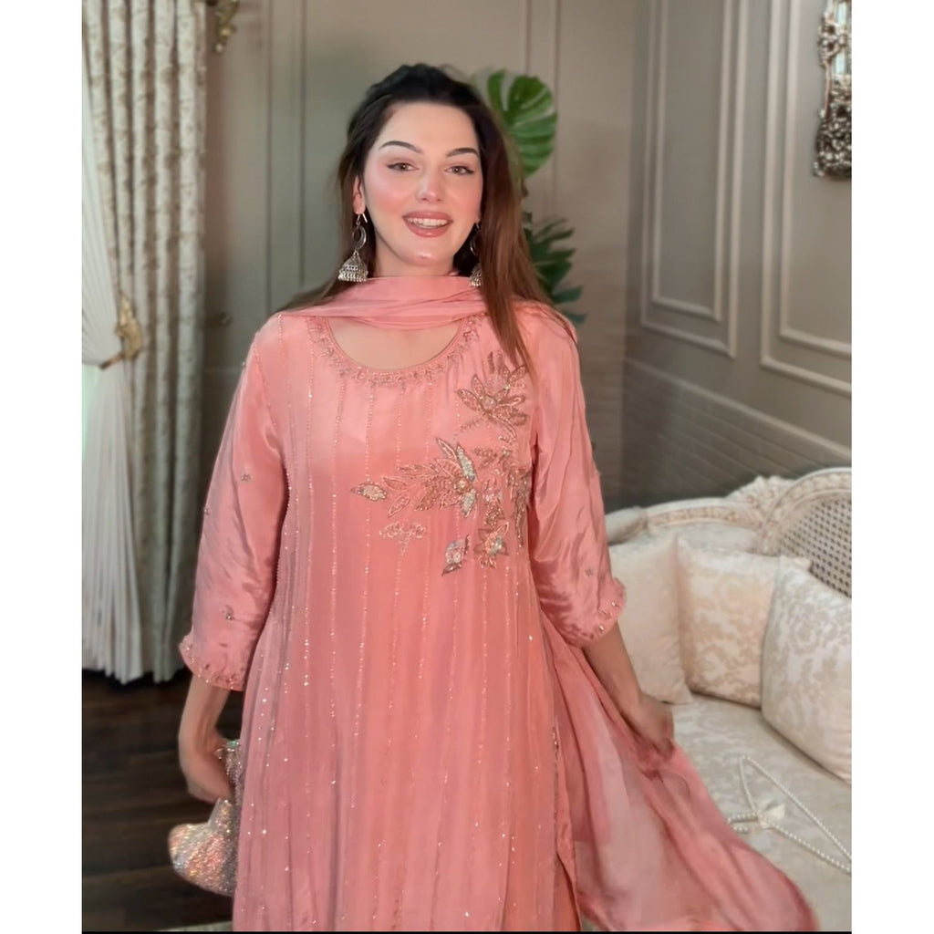 • Clothing: Embroidered/Printed suit for women - Made of best quality fabric - lawn or linen or chiffon - pure silk - Available at Najma Designs & Co. • Jewelry: Gold - plated stud earrings for