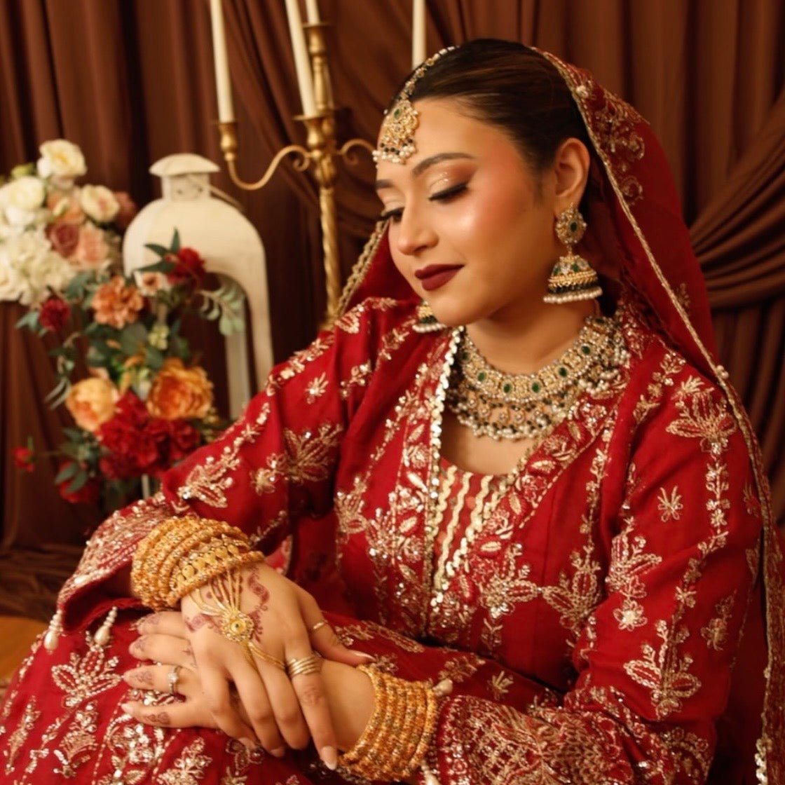 • Clothing: Embroidered/Printed suit for women - Made of best quality fabric - lawn or linen or chiffon - pure silk - Available at Najma Designs & Co. • Jewelry: Gold - plated stud earrings for