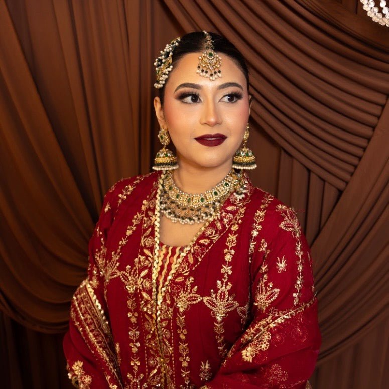 • Clothing: Embroidered/Printed suit for women - Made of best quality fabric - lawn or linen or chiffon - pure silk - Available at Najma Designs & Co. • Jewelry: Gold - plated stud earrings for