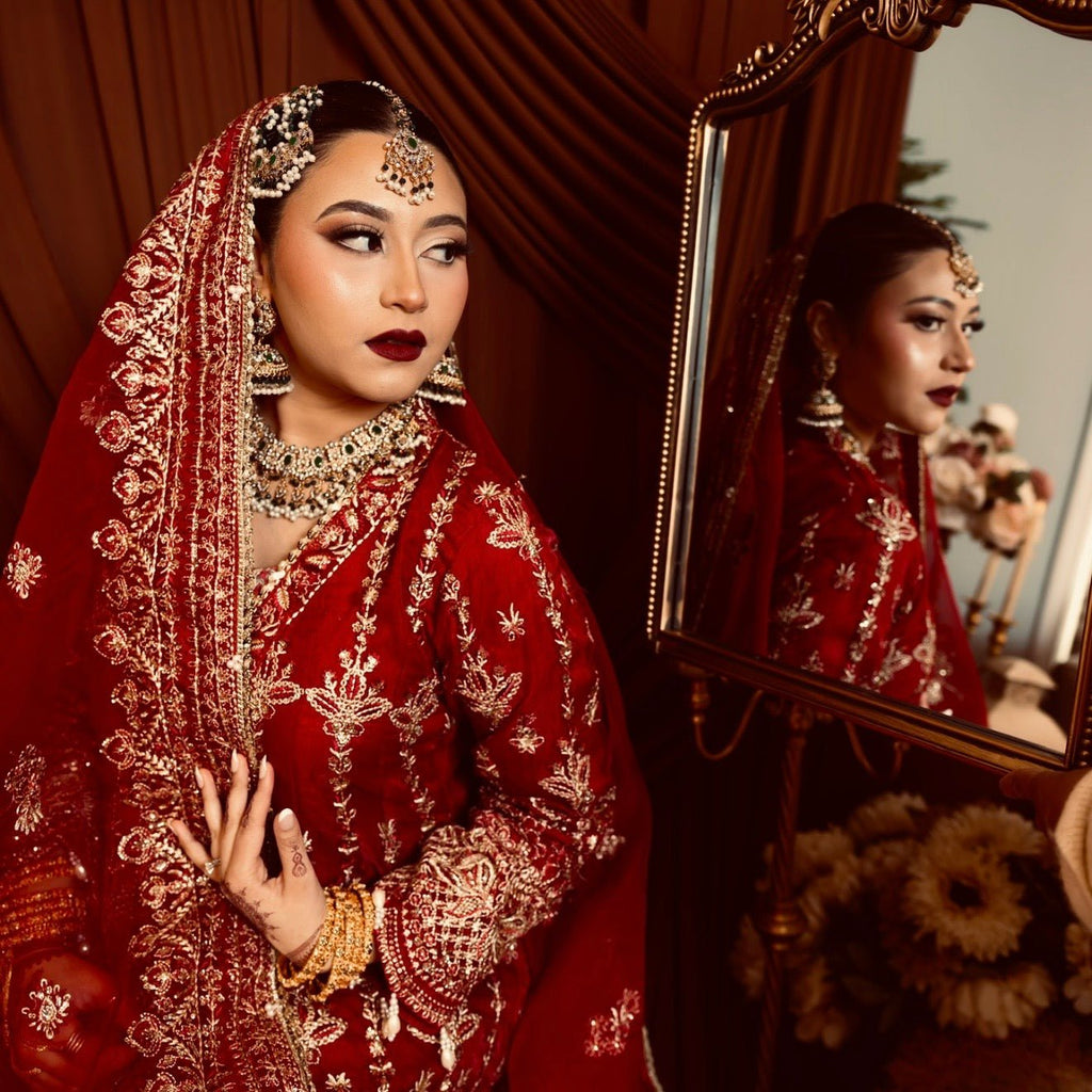• Clothing: Embroidered/Printed suit for women - Made of best quality fabric - lawn or linen or chiffon - pure silk - Available at Najma Designs & Co. • Jewelry: Gold - plated stud earrings for