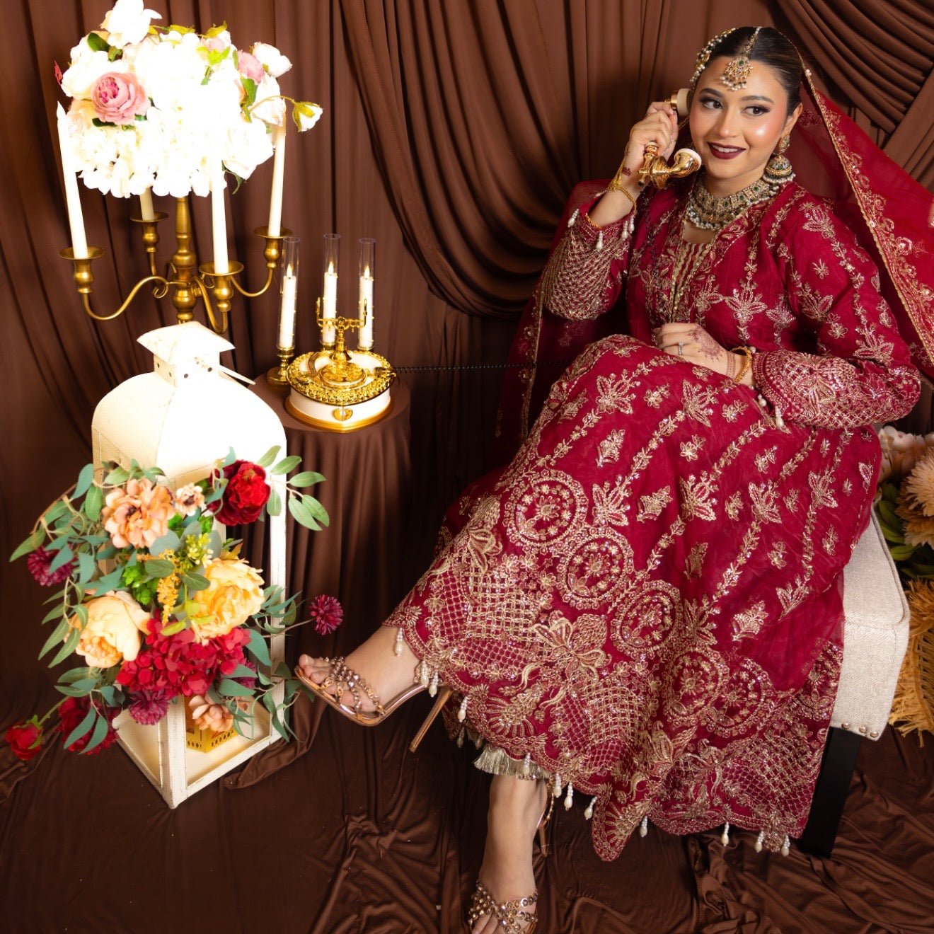 • Clothing: Embroidered/Printed suit for women - Made of best quality fabric - lawn or linen or chiffon - pure silk - Available at Najma Designs & Co. • Jewelry: Gold - plated stud earrings for