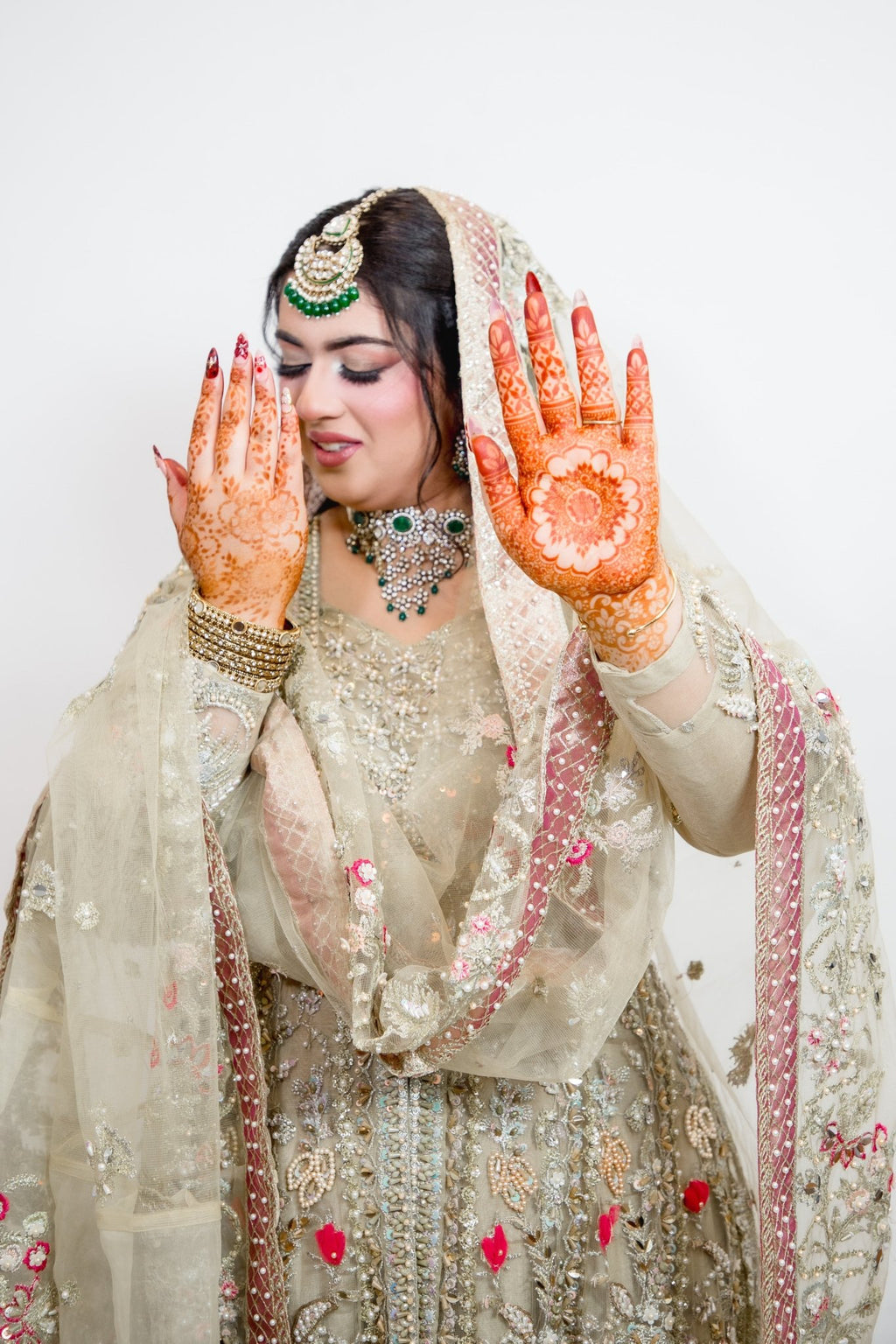 • Clothing: Embroidered/Printed suit for women - Made of best quality fabric - lawn or linen or chiffon - pure silk - Available at Najma Designs & Co. • Jewelry: Gold - plated stud earrings for