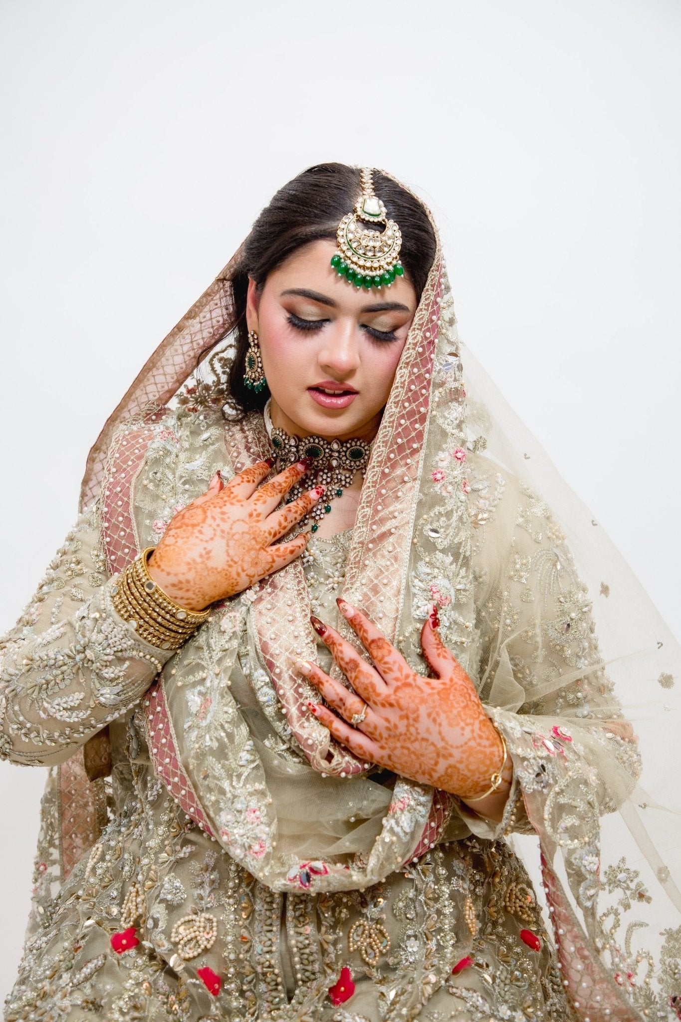 • Clothing: Embroidered/Printed suit for women - Made of best quality fabric - lawn or linen or chiffon - pure silk - Available at Najma Designs & Co. • Jewelry: Gold - plated stud earrings for