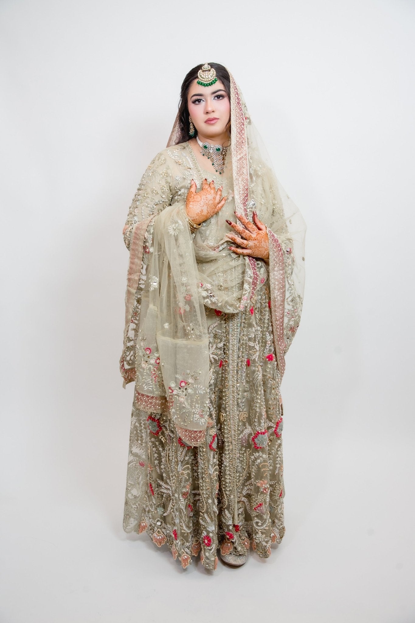 • Clothing: Embroidered/Printed suit for women - Made of best quality fabric - lawn or linen or chiffon - pure silk - Available at Najma Designs & Co. • Jewelry: Gold - plated stud earrings for