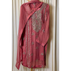A chiffon fabric pastel pink outfit with hand embroidery. by Najmadesigns and co. gotta work 