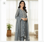 • Clothing: Embroidered/Printed suit for women - Made of best quality fabric - lawn or linen or chiffon - pure silk - Available at Najma Designs & Co. • Jewelry: Gold - plated stud earrings for