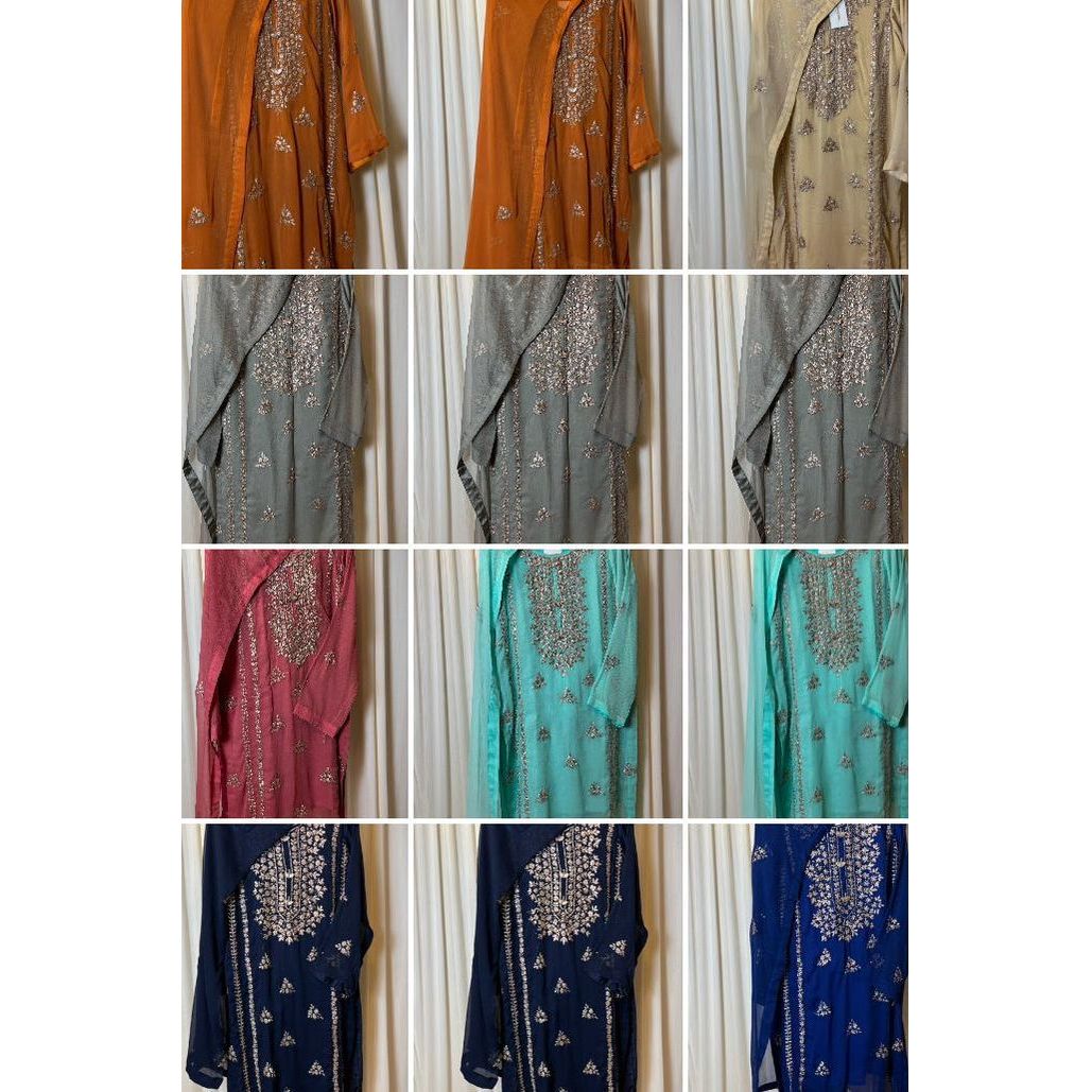 Chiffon 3- piece suits,  hand gotta work silk trousers 
