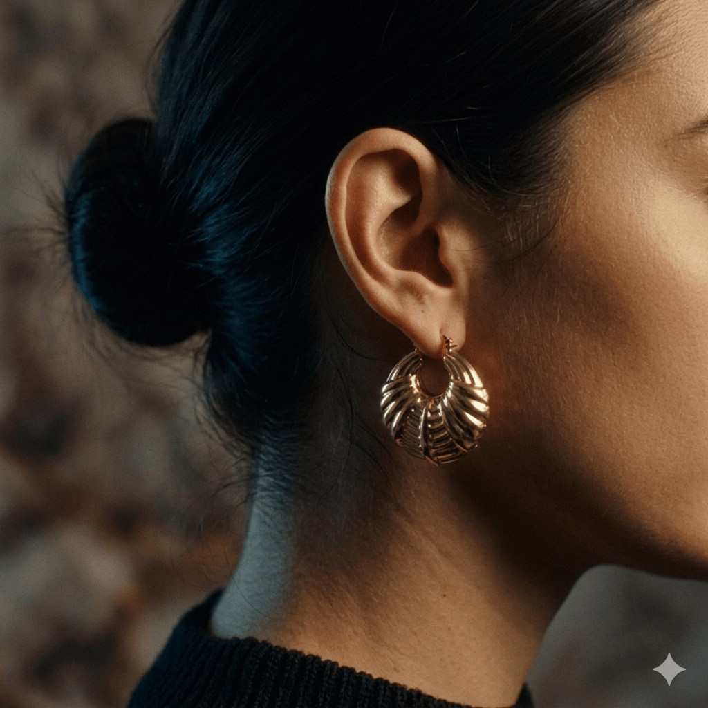 • Clothing: Embroidered/Printed suit for women - Made of best quality fabric - lawn or linen or chiffon - pure silk - Available at Najma Designs & Co. • Jewelry: Gold - plated stud earrings for