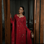 • Clothing: Embroidered/Printed suit for women - Made of best quality fabric - lawn or linen or chiffon- pure silk - Available at Najma Designs & Co. • Jewelry: Gold-plated stud earrings for