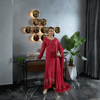 • Clothing: Embroidered/Printed suit for women - Made of best quality fabric - lawn or linen or chiffon- pure silk - Available at Najma Designs & Co. • Jewelry: Gold-plated stud earrings for