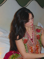 • Clothing: Embroidered/Printed suit for women - Made of best quality fabric - lawn or linen or chiffon - pure silk - Available at Najma Designs & Co. • Jewelry: Gold - plated stud earrings for