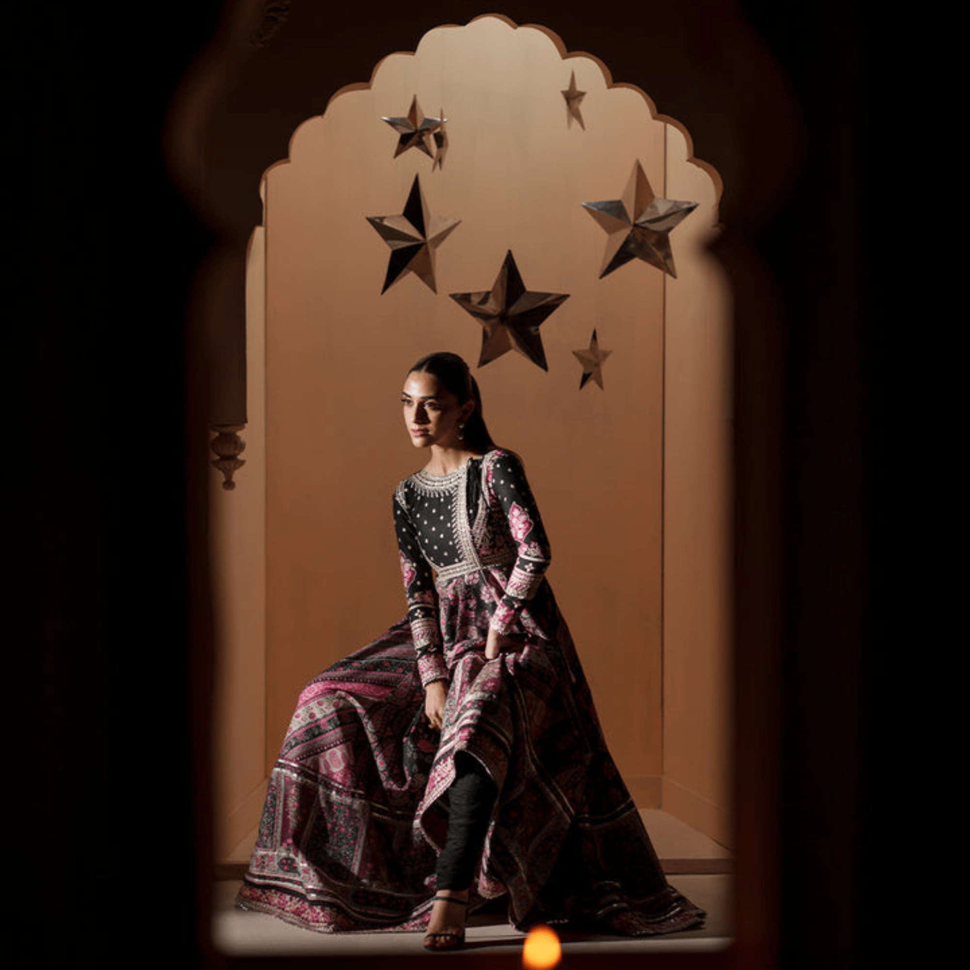 • Clothing: Embroidered/Printed suit for women - Made of best quality fabric - lawn or linen or chiffon - pure silk - Available at Najma Designs & Co. • Jewelry: Gold - plated stud earrings for