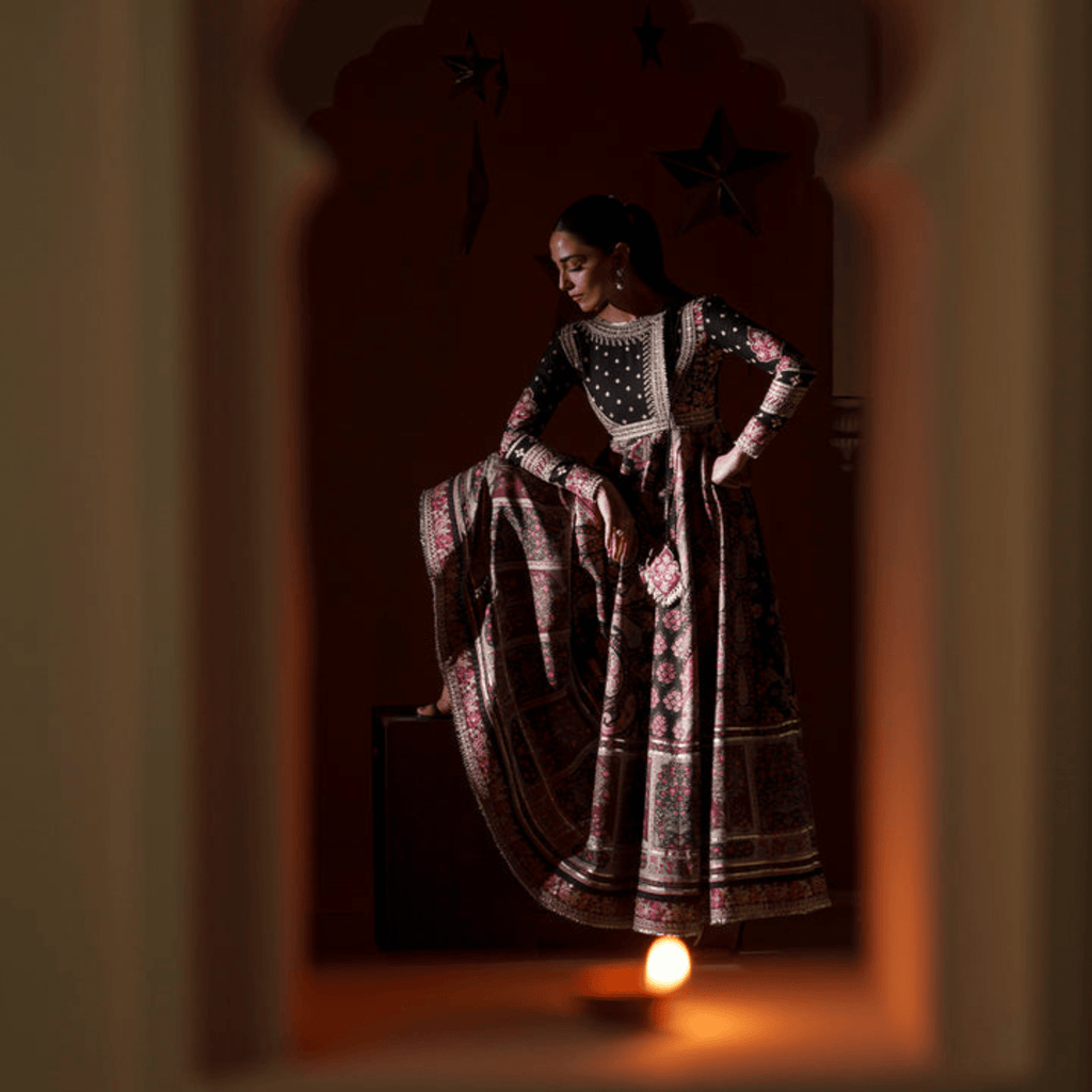 • Clothing: Embroidered/Printed suit for women - Made of best quality fabric - lawn or linen or chiffon - pure silk - Available at Najma Designs & Co. • Jewelry: Gold - plated stud earrings for