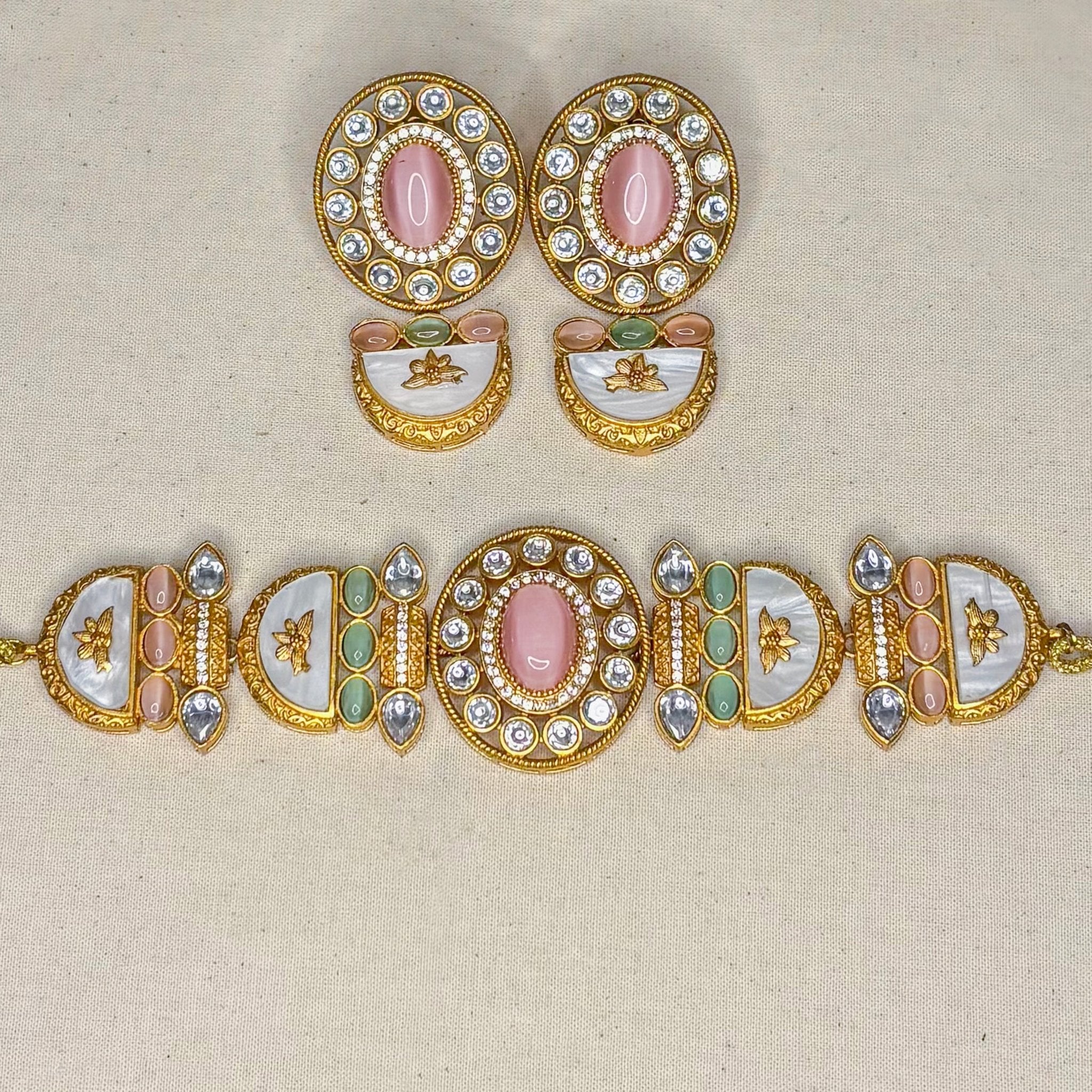 • Clothing: Embroidered/Printed suit for women - Made of best quality fabric - lawn or linen or chiffon - pure silk - Available at Najma Designs & Co. • Jewelry: Gold - plated stud earrings for