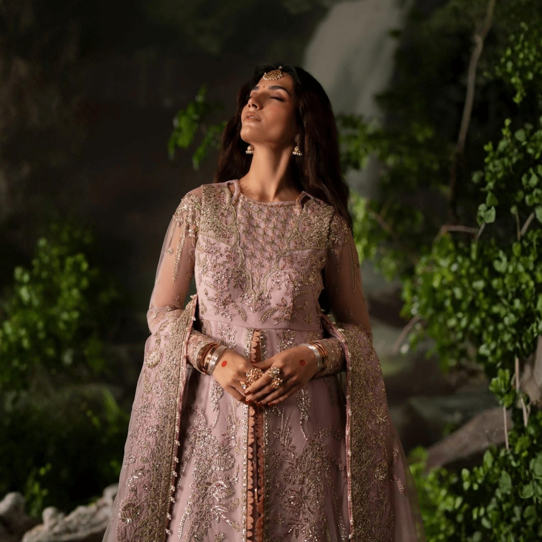 • Clothing: Embroidered/Printed suit for women - Made of best quality fabric - lawn or linen or chiffon - pure silk - Available at Najma Designs & Co. • Jewelry: Gold - plated stud earrings for