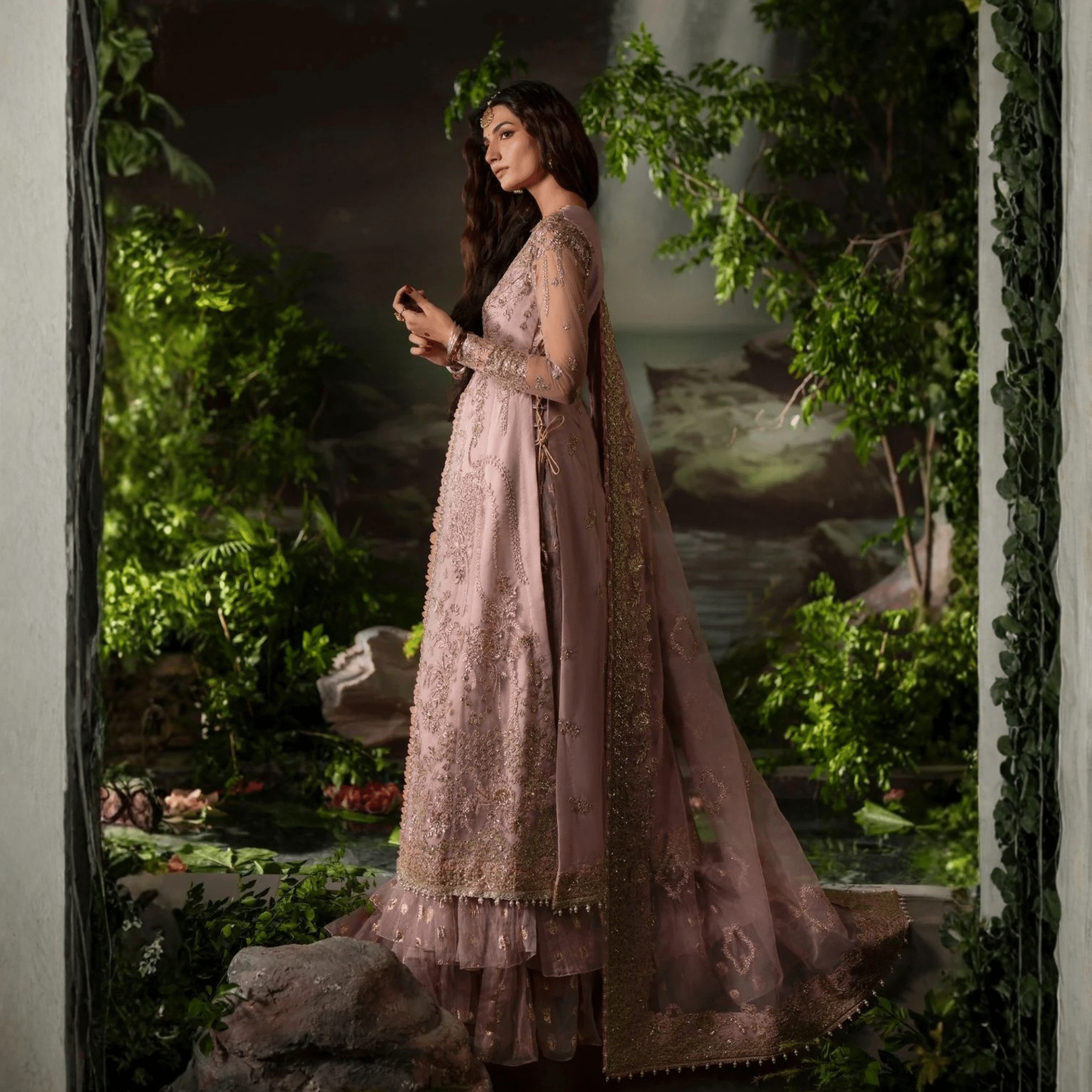 • Clothing: Embroidered/Printed suit for women - Made of best quality fabric - lawn or linen or chiffon - pure silk - Available at Najma Designs & Co. • Jewelry: Gold - plated stud earrings for