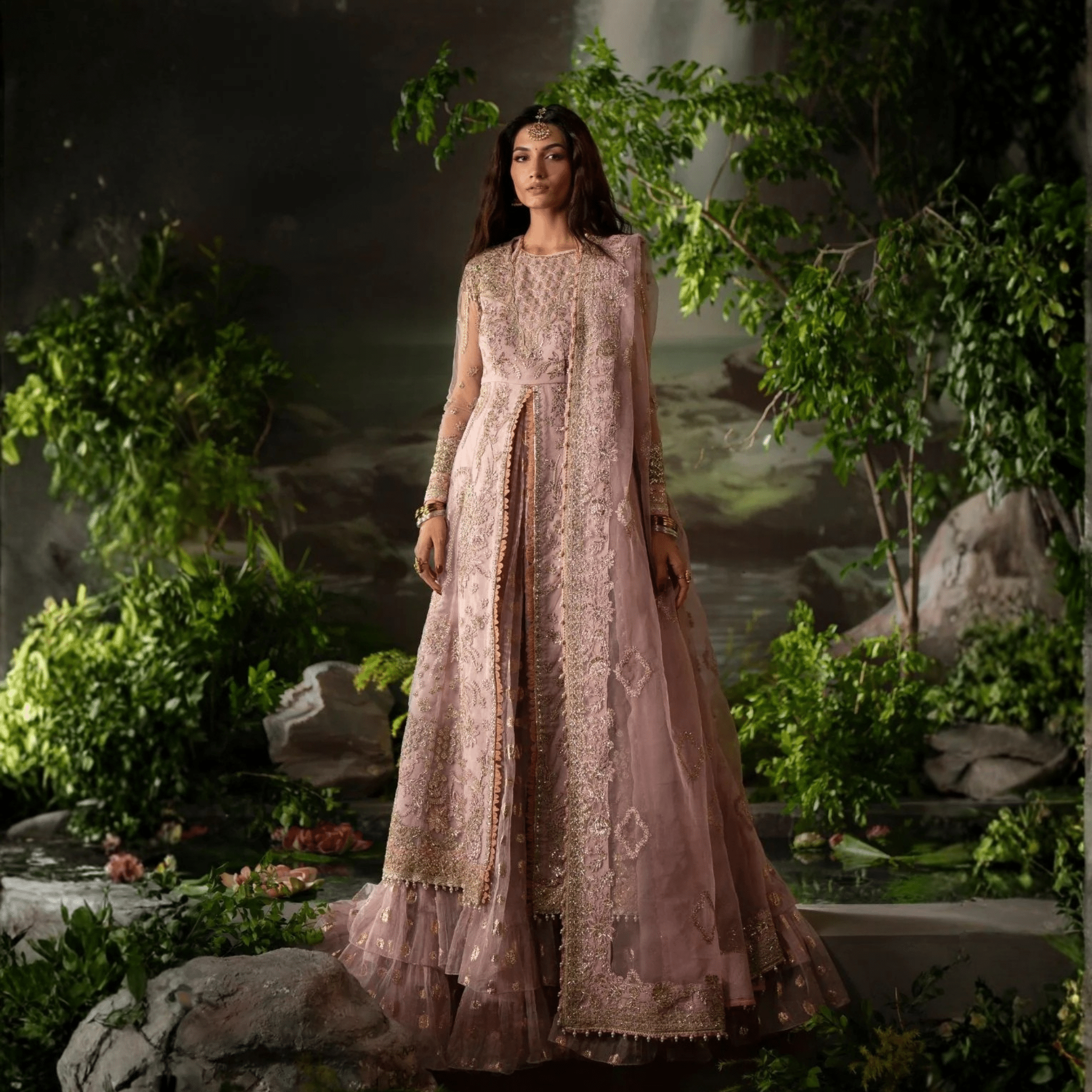 • Clothing: Embroidered/Printed suit for women - Made of best quality fabric - lawn or linen or chiffon - pure silk - Available at Najma Designs & Co. • Jewelry: Gold - plated stud earrings for