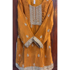 • Clothing: Embroidered/Printed suit for women - Made of best quality fabric - lawn or linen or chiffon - pure silk - Available at Najma Designs & Co. • Jewelry: Gold - plated stud earrings for