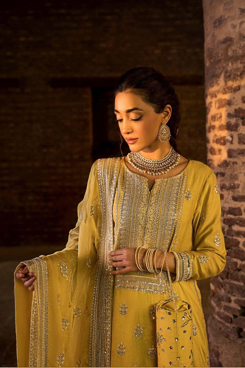 • Clothing: Embroidered/Printed suit for women - Made of best quality fabric - lawn or linen or chiffon - pure silk - Available at Najma Designs & Co. • Jewelry: Gold - plated stud earrings for