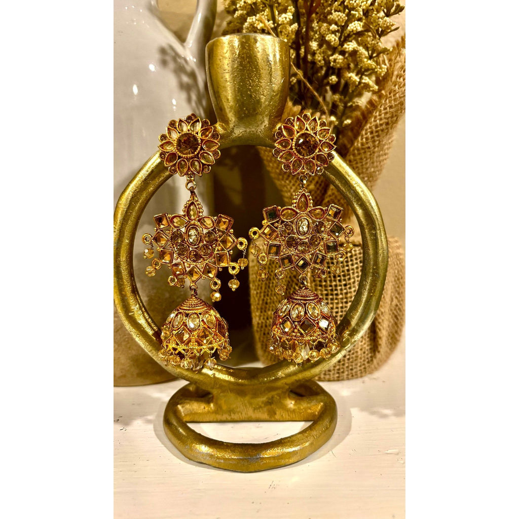 • Clothing: Embroidered/Printed suit for women - Made of best quality fabric - lawn or linen or chiffon - pure silk - Available at Najma Designs & Co. • Jewelry: Gold - plated stud earrings for