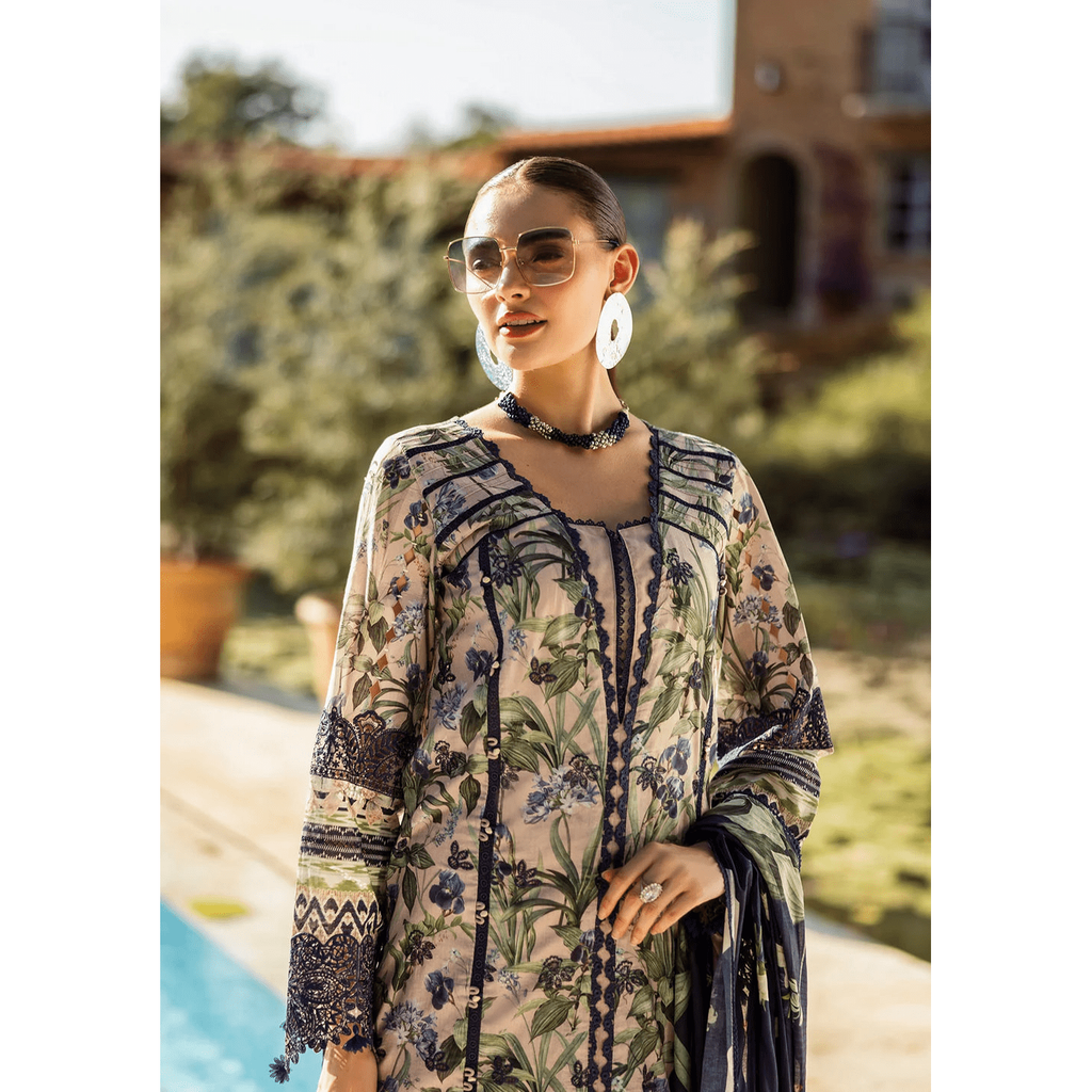 • Clothing: Embroidered/Printed suit for women - Made of best quality fabric - lawn or linen or chiffon - pure silk - Available at Najma Designs & Co. • Jewelry: Gold - plated stud earrings for