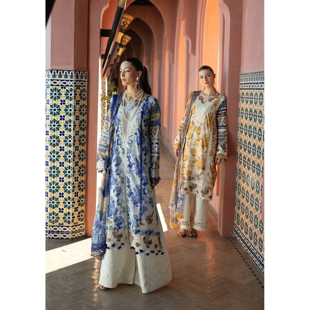 • Clothing: Embroidered/Printed suit for women - Made of best quality fabric - lawn or linen or chiffon - pure silk - Available at Najma Designs & Co. • Jewelry: Gold - plated stud earrings for