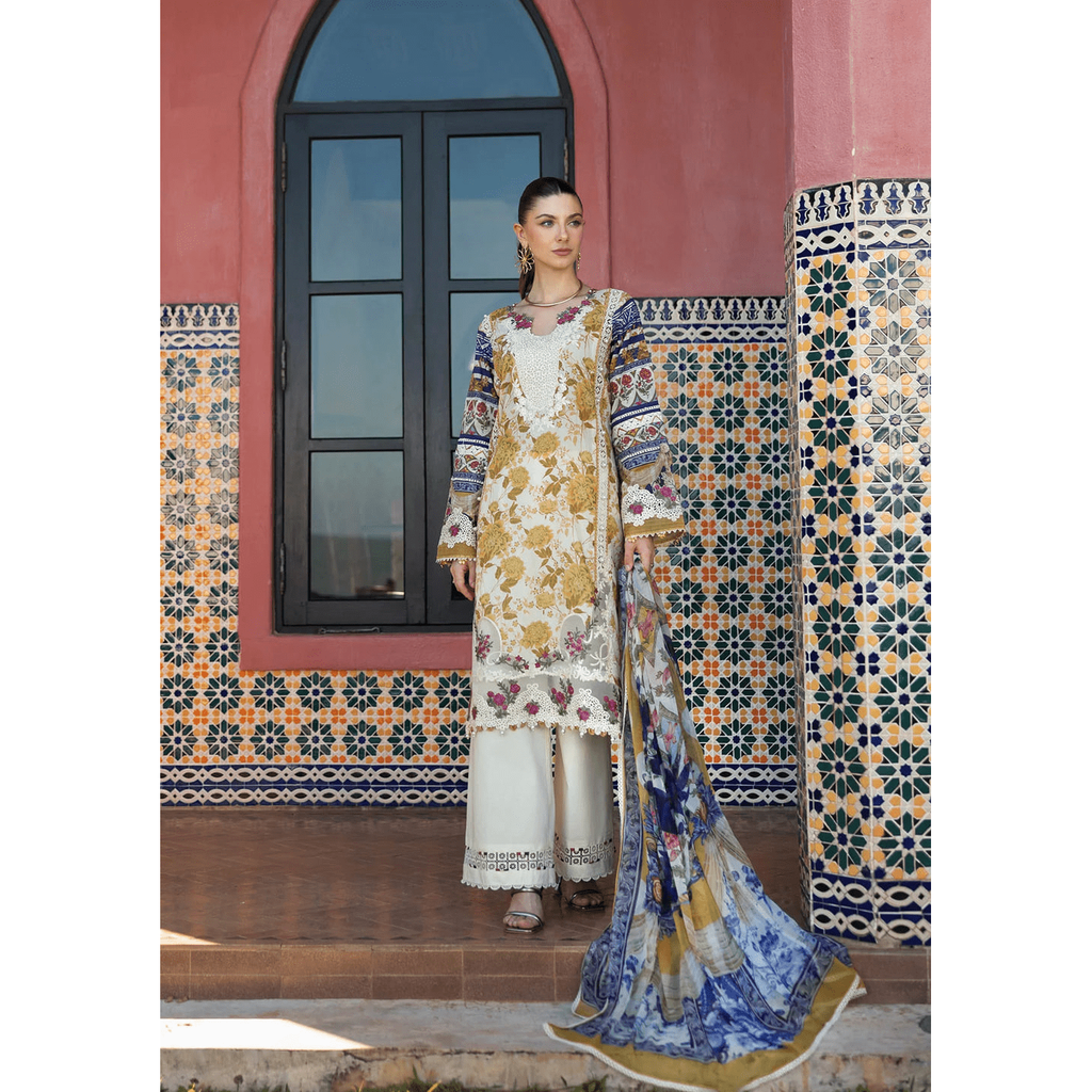 • Clothing: Embroidered/Printed suit for women - Made of best quality fabric - lawn or linen or chiffon - pure silk - Available at Najma Designs & Co. • Jewelry: Gold - plated stud earrings for