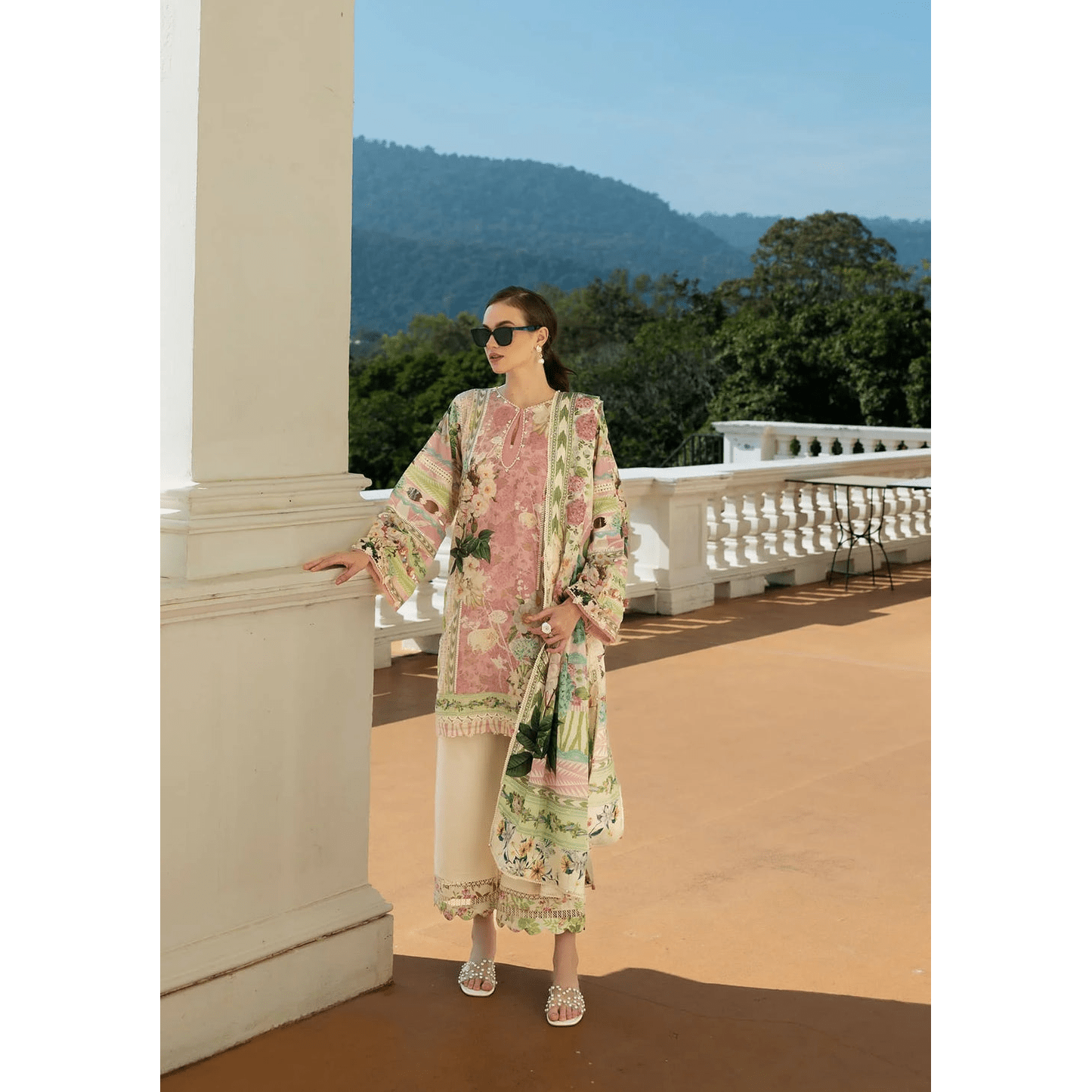 • Clothing: Embroidered/Printed suit for women - Made of best quality fabric - lawn or linen or chiffon - pure silk - Available at Najma Designs & Co. • Jewelry: Gold - plated stud earrings for