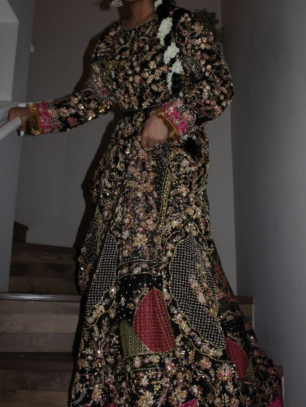 • Clothing: Embroidered/Printed suit for women - Made of best quality fabric - lawn or linen or chiffon - pure silk - Available at Najma Designs & Co. • Jewelry: Gold - plated stud earrings for