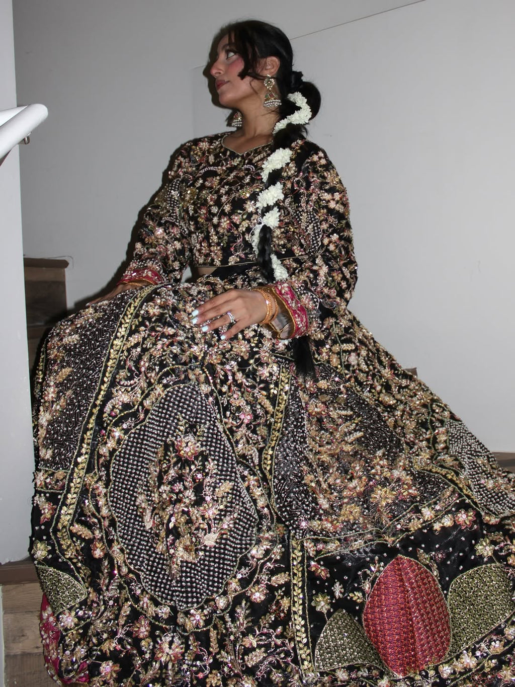 • Clothing: Embroidered/Printed suit for women - Made of best quality fabric - lawn or linen or chiffon - pure silk - Available at Najma Designs & Co. • Jewelry: Gold - plated stud earrings for