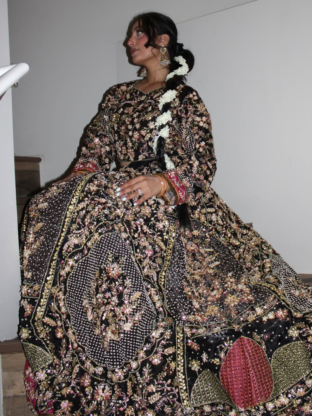 • Clothing: Embroidered/Printed suit for women - Made of best quality fabric - lawn or linen or chiffon - pure silk - Available at Najma Designs & Co. • Jewelry: Gold - plated stud earrings for