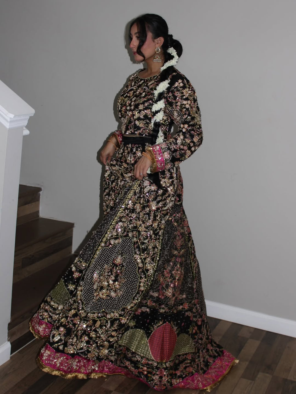 • Clothing: Embroidered/Printed suit for women - Made of best quality fabric - lawn or linen or chiffon - pure silk - Available at Najma Designs & Co. • Jewelry: Gold - plated stud earrings for