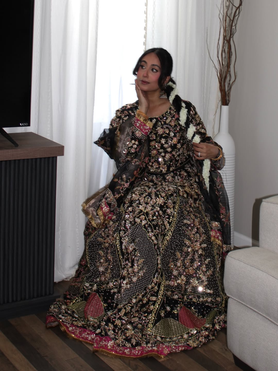 • Clothing: Embroidered/Printed suit for women - Made of best quality fabric - lawn or linen or chiffon - pure silk - Available at Najma Designs & Co. • Jewelry: Gold - plated stud earrings for