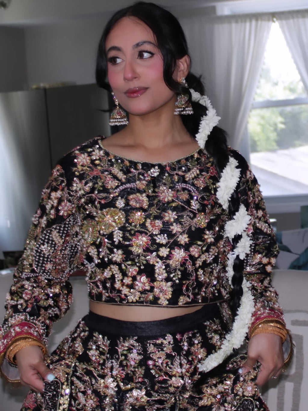 • Clothing: Embroidered/Printed suit for women - Made of best quality fabric - lawn or linen or chiffon - pure silk - Available at Najma Designs & Co. • Jewelry: Gold - plated stud earrings for
