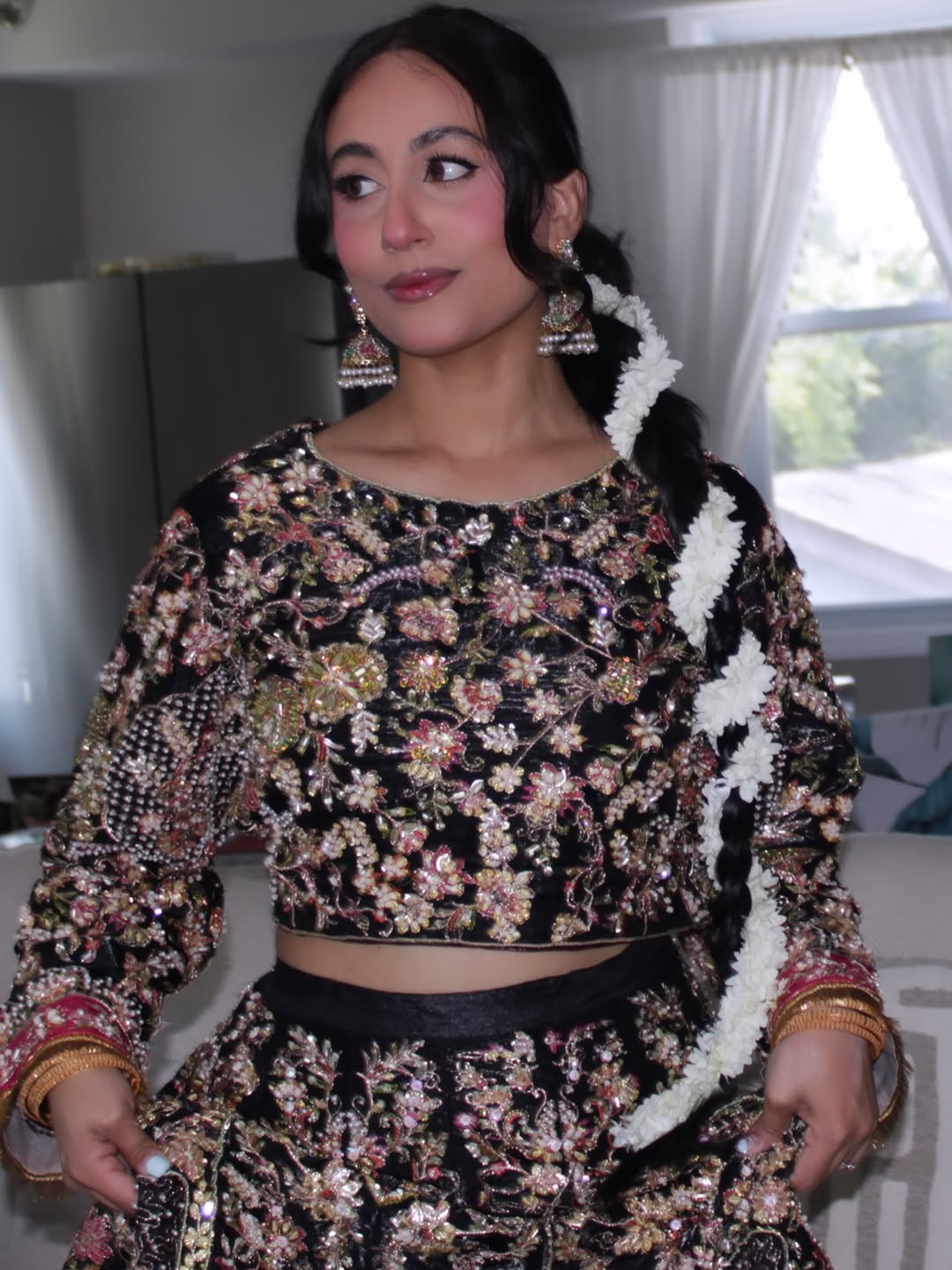 • Clothing: Embroidered/Printed suit for women - Made of best quality fabric - lawn or linen or chiffon - pure silk - Available at Najma Designs & Co. • Jewelry: Gold - plated stud earrings for